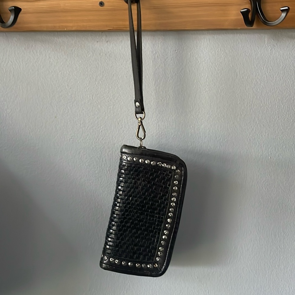 Black studded woven wristlet! Distressed!